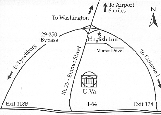 Location of the English Inn, Charlottesville, VA