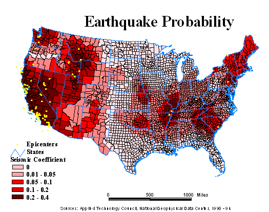 Earthquake Probability Map (USA)