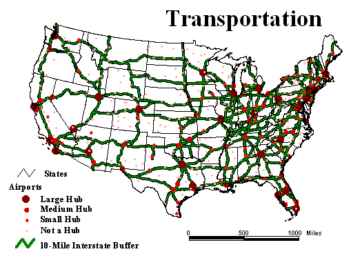 Interstate & Airport Map (USA)