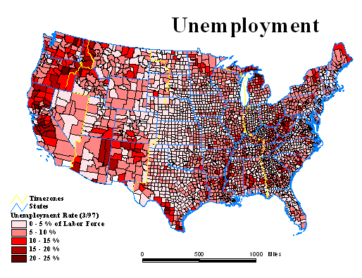 March 1997 Unemployment Rate Map (USA)