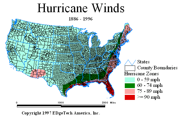 Hurricane Zone Map (USA)